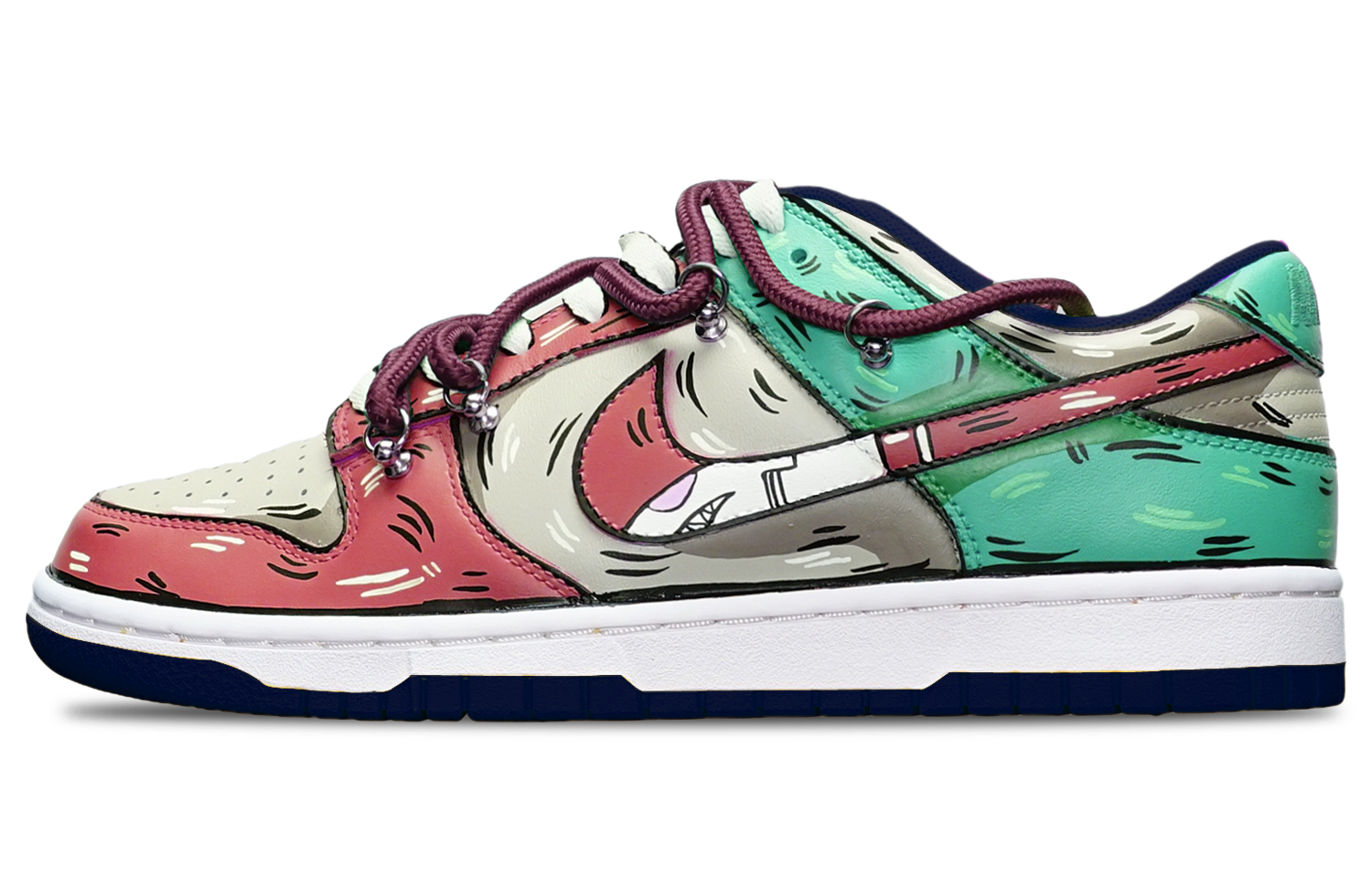 Buy [定制鞋] 耐克Dunk低帮 '红灰蓝鲨鱼钩' DH9765-300(TeamT-鲨鱼红灰蓝女S-BOX)