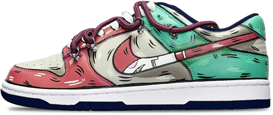 【訂製球鞋】Nike Dunk Low 二次元拼色 鯊魚鉤 解構雙鞋帶 限量特殊鞋盒 低筒 板鞋 GS 紅灰藍 Buy 【訂製球鞋】Nike Dunk Low 二次元拼色 鯊魚鉤 解構雙鞋帶 限量特殊鞋盒 低筒 板鞋 GS 紅灰藍