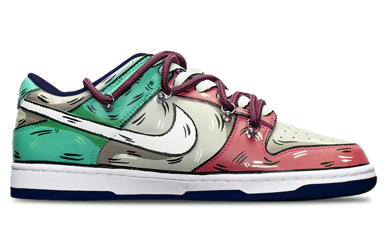 Order [定制鞋] 耐克Dunk低帮 '红灰蓝鲨鱼钩' DH9765-300(TeamT-鲨鱼红灰蓝女S-BOX)