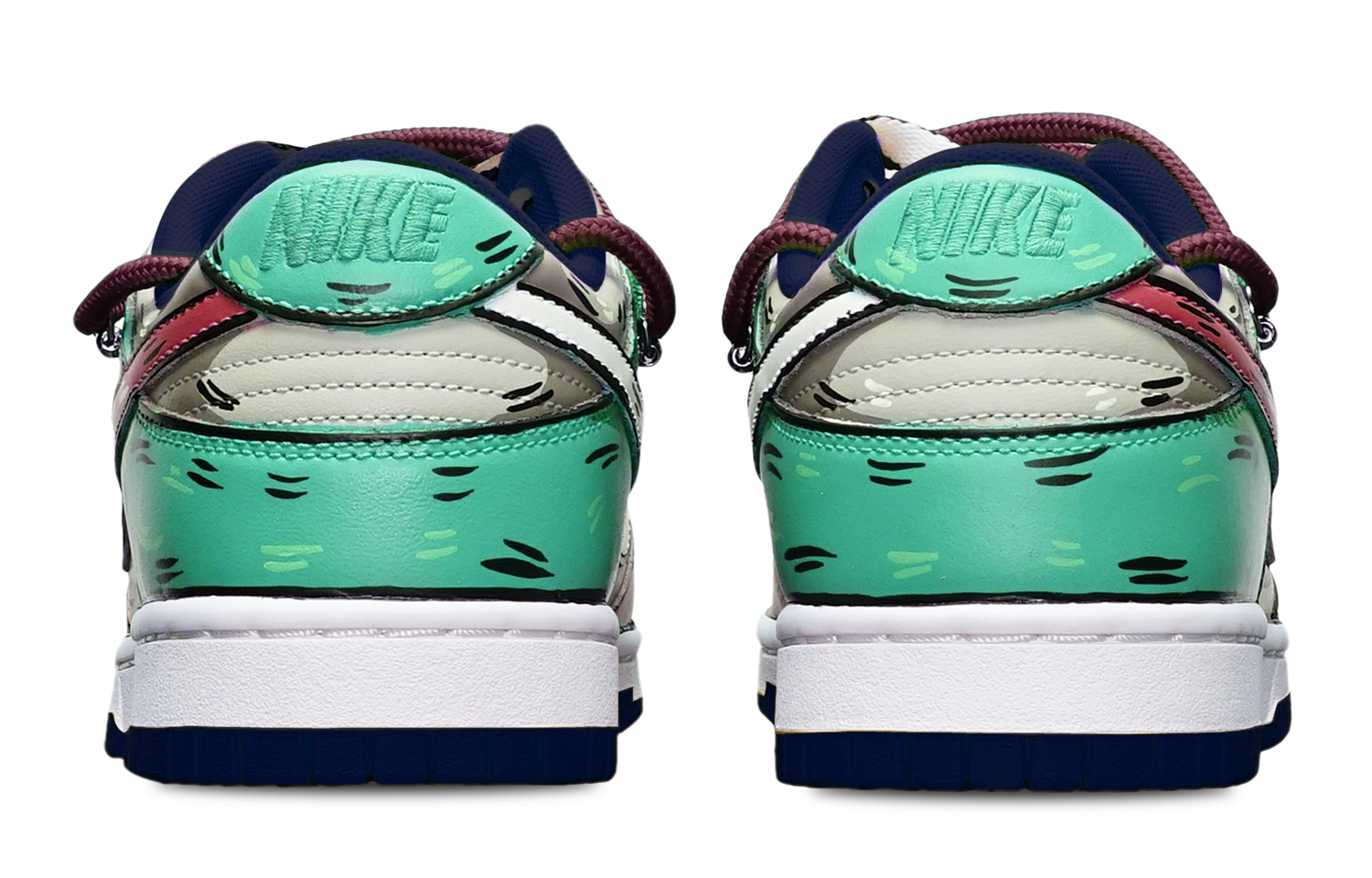 Shop [定制鞋] 耐克Dunk低帮 '红灰蓝鲨鱼钩' DH9765-300(TeamT-鲨鱼红灰蓝女S-BOX)