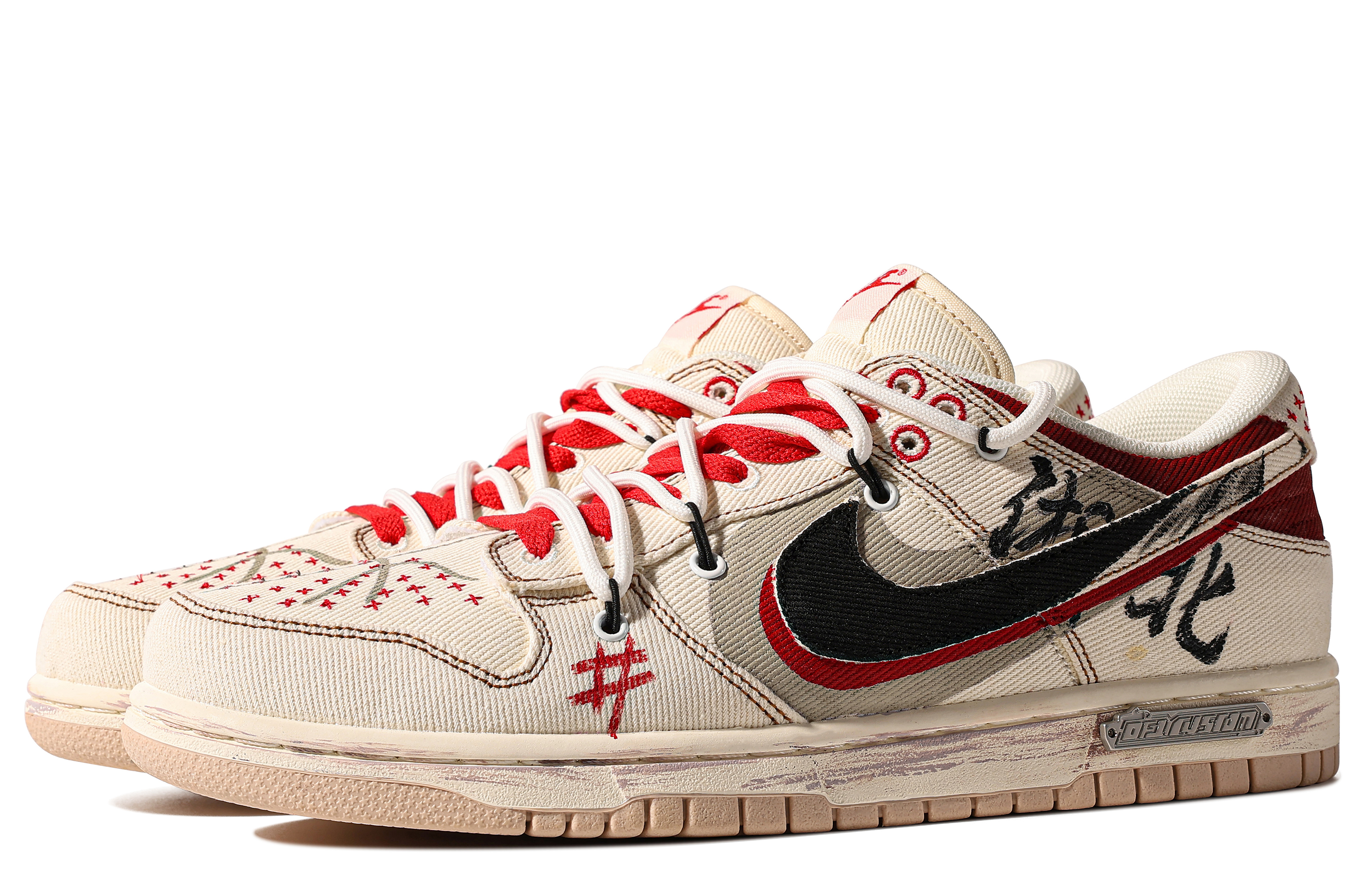Shop [Sepatu Custom] Nike Dunk Low 'Merah Putih Grafiti' DV0834-100(TeamM-男款第一分卫S-BOX)