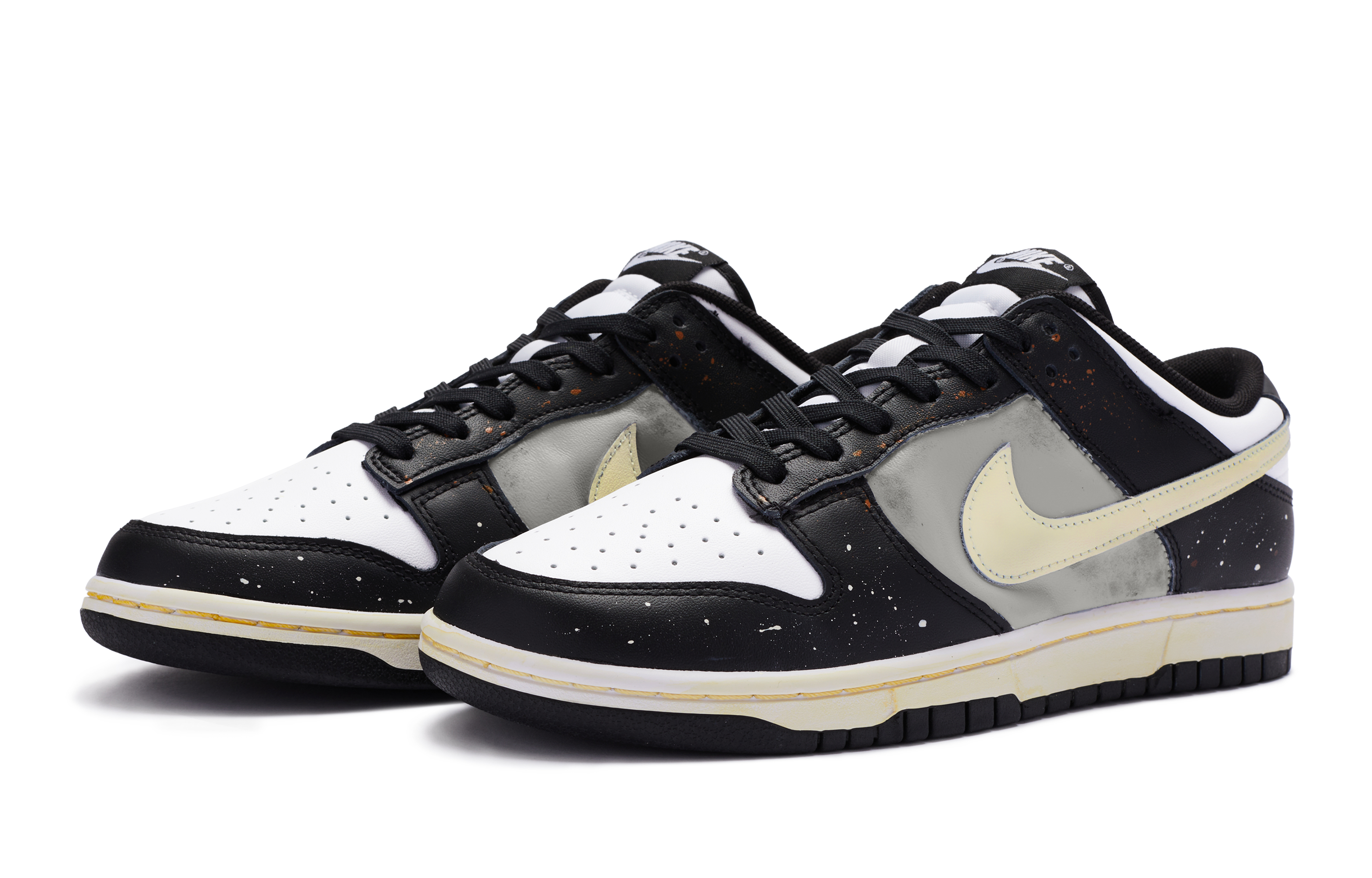 Lookbook [Nike Kustom] Dunk Low 'Renaissance Hitam Putih Abu-abu' CW1590-100(TeamR-女款油画春)