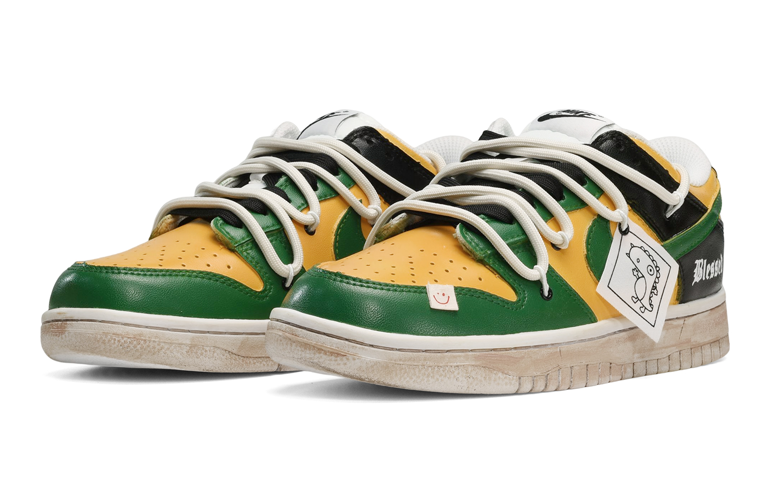 Lookbook [Kasut Eksklusif] Nike Dunk Low 'Retro Dinosaur Kuning-Hijau-Hitam' DH9765-100(TeamE-女款恐龙黄绿黑)