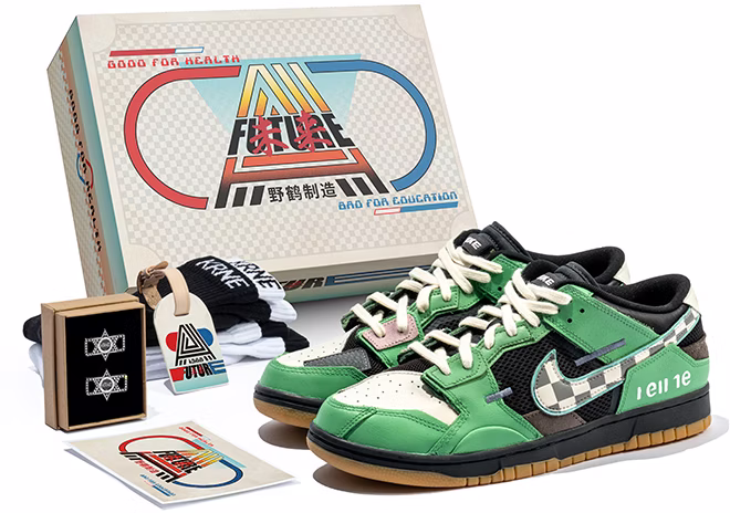 custom-shoes-nike-dunk-low-retro-futurism-grey-green-checkered