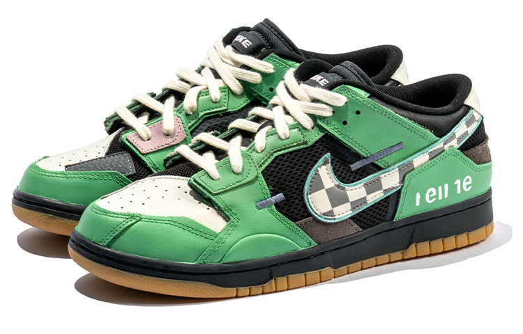 Shop [Sepatu Kustom] Nike Dunk Low 'Retro Futurisme Abu-abu Hijau Kotak-kotak' DB0500-001(TeamB-男款棋盘格灰绿G-BOX)