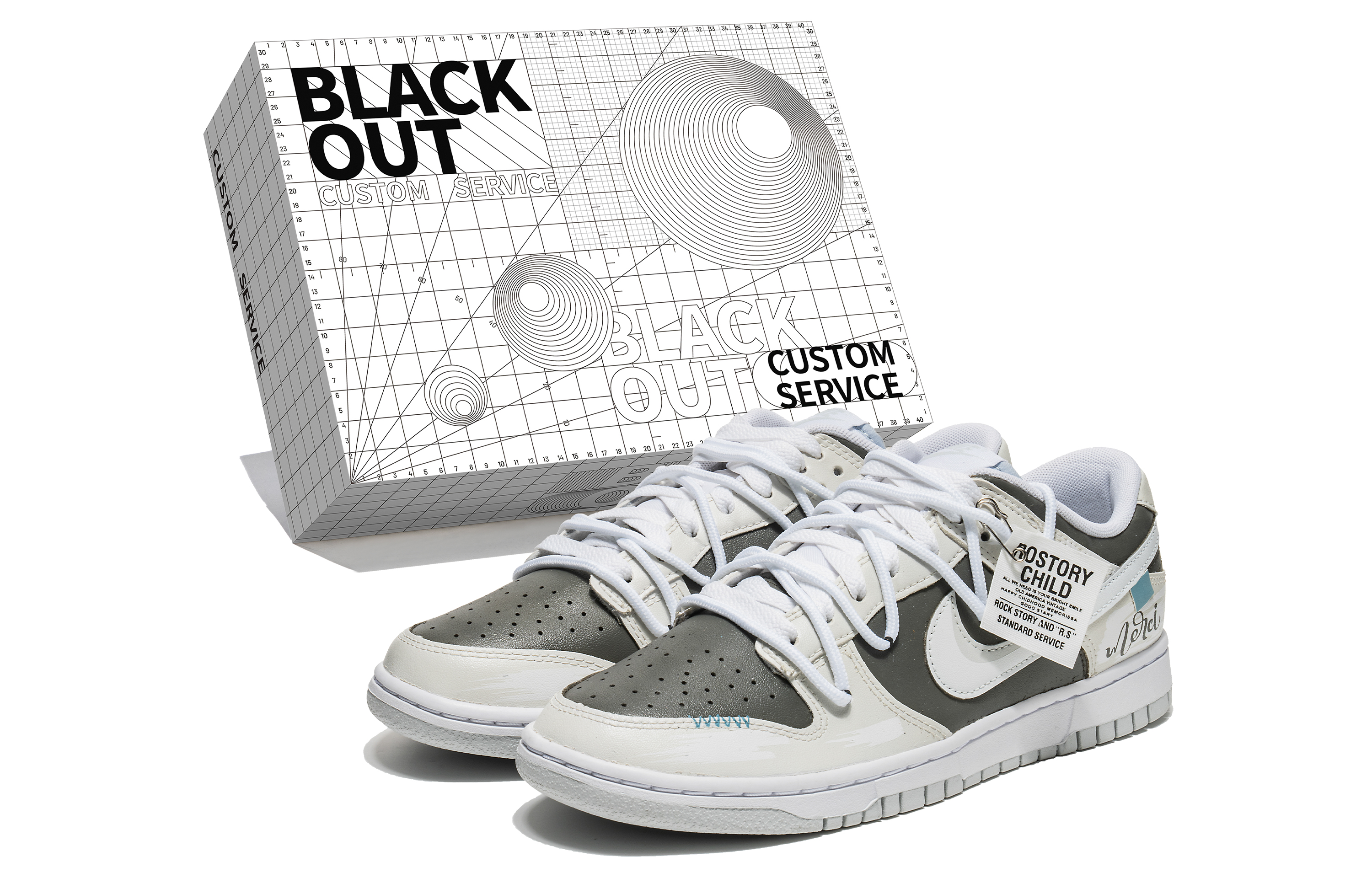 Buy [Kasut Custom] Nike Dunk Low 'Retro Grey Notes' DV0831-101-444067