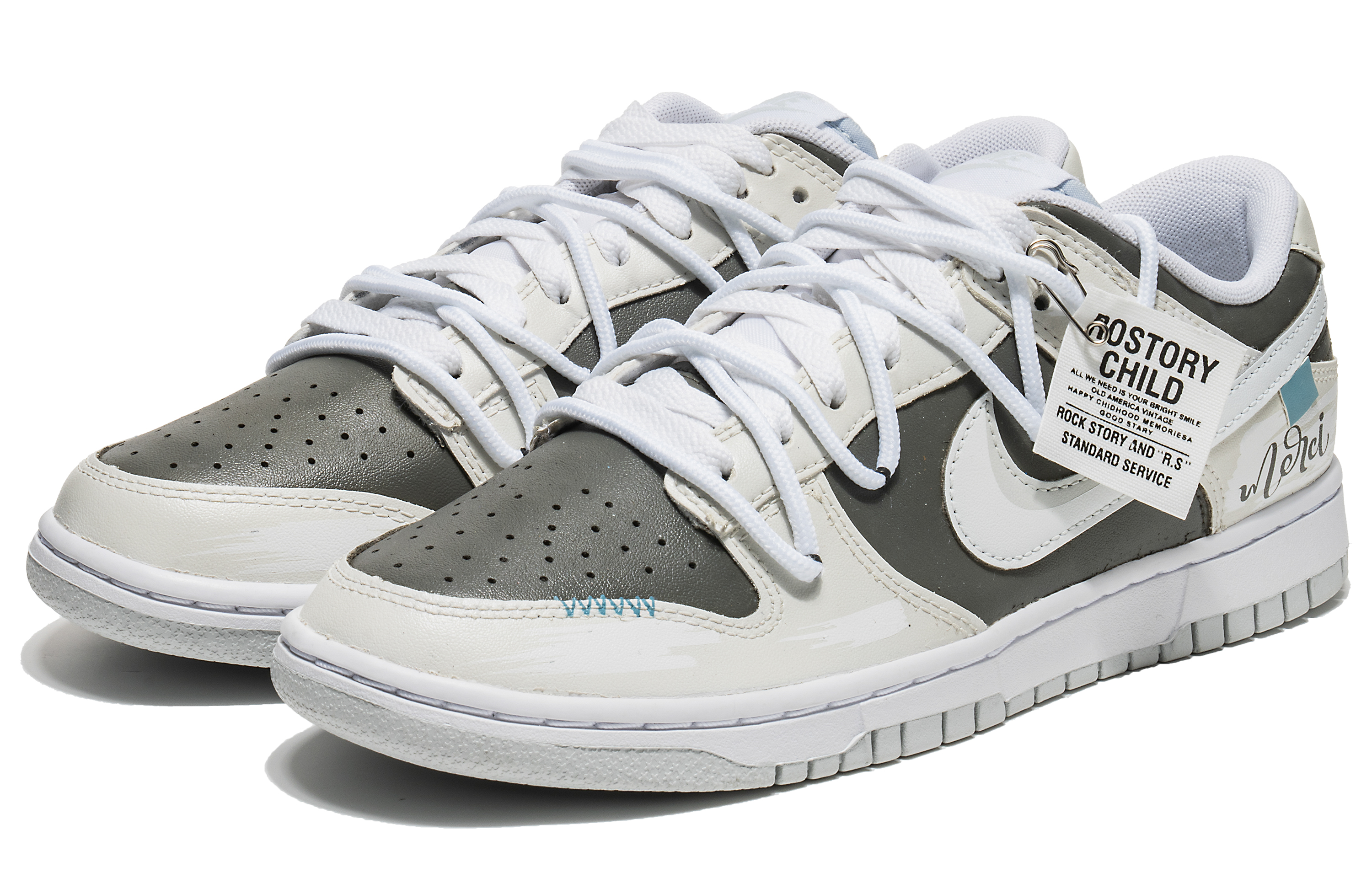 Shop [Kasut Custom] Nike Dunk Low 'Retro Grey Notes' DV0831-101-444067