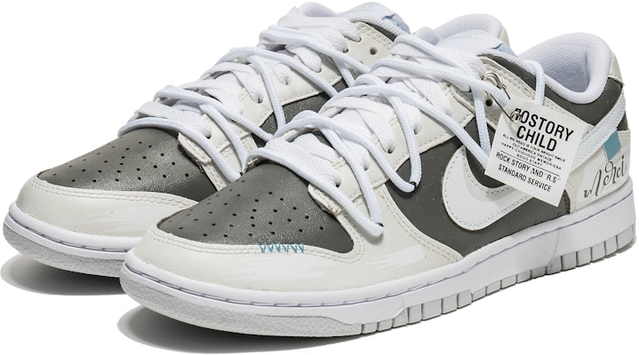 【定製球鞋】Nike Dunk Low 美式復古 outfit 便條 石頭灰 雙勾 做舊 低筒 板鞋 男款 灰白 Shop 【定製球鞋】Nike Dunk Low 美式復古 outfit 便條 石頭灰 雙勾 做舊 低筒 板鞋 男款 灰白