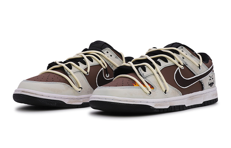 Lookbook [定制鞋] 耐克Dunk Low '复古摩卡火焰氛围' DH9765-002(TeamM-女款火焰)