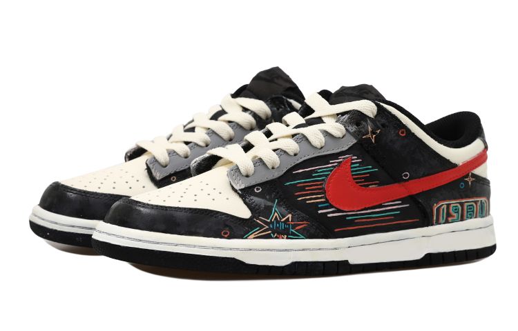 Lookbook [Kasut Custom] Nike Dunk Low 'Retro Neon 1980 Garis' CW1590-100(Team拾玖-复古霓虹灯S-BOX）