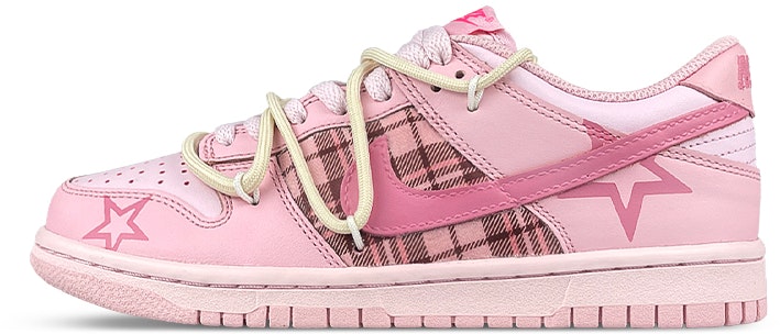 custom-shoes-nike-dunk-low-retro-sweet-tea-plaid-patchwork-pink-brown