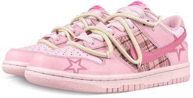 【訂製球鞋】Nike Dunk Low 美式學院 復古甜茶 格紋貼布 解構 逃跑日記 低筒 滑板鞋 GS 粉棕 Lookbook 【訂製球鞋】Nike Dunk Low 美式學院 復古甜茶 格紋貼布 解構 逃跑日記 低筒 滑板鞋 GS 粉棕