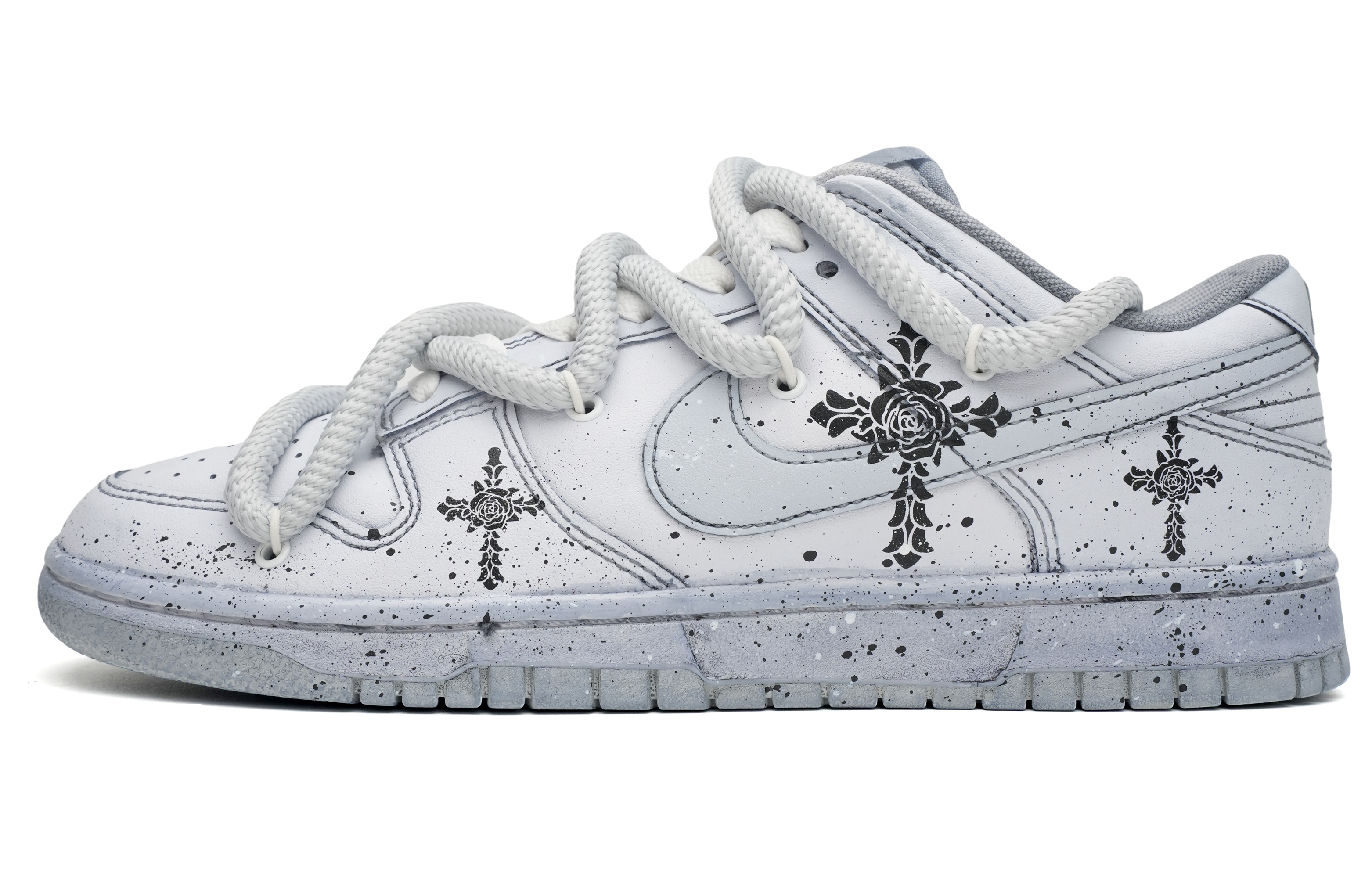 Buy [Shoes Custom] Nike Dunk Low 'Retro Thorn Rose Deconstructed Premium Abu & Splatter' DV0831-101(Team35-灰色荆棘玫瑰）