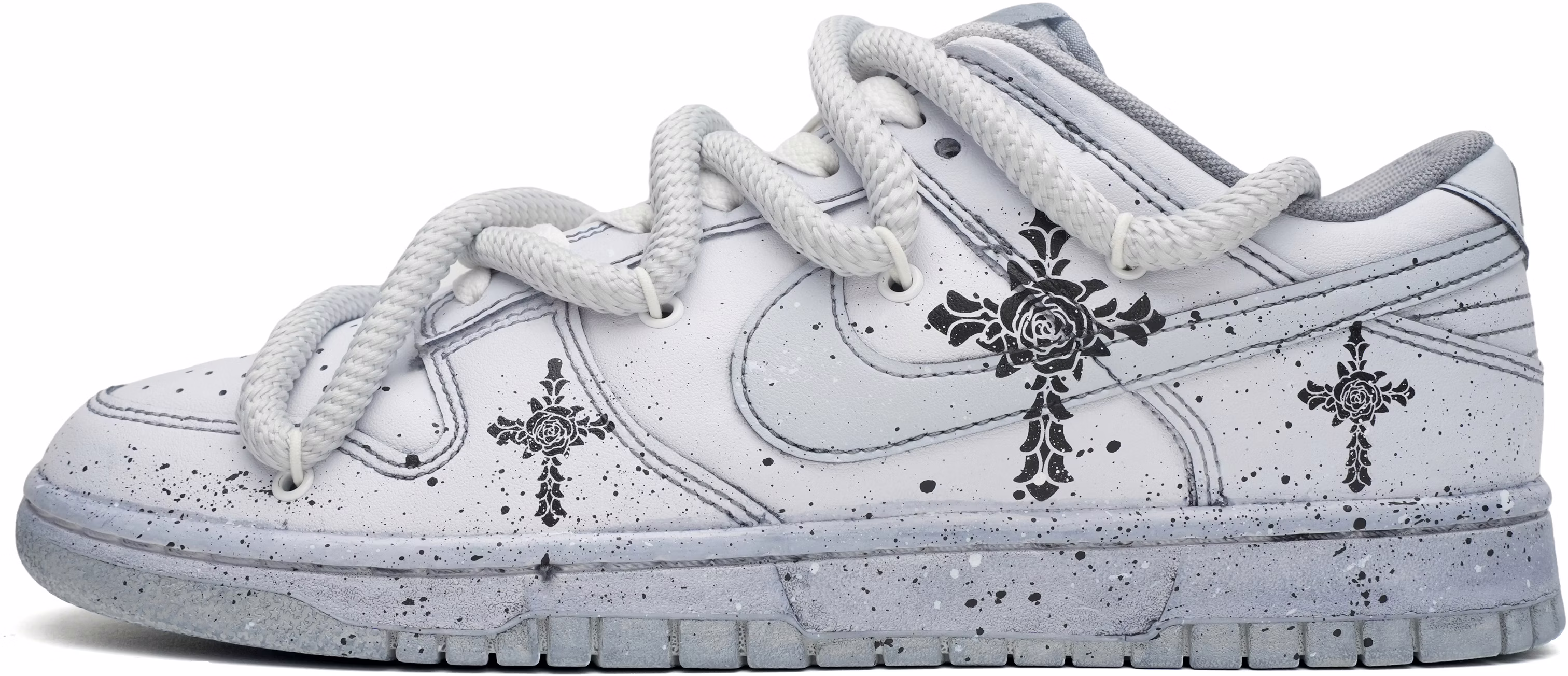 custom-shoes-nike-dunk-low-retro-thorn-rose-deconstructed-with-premium-grey-and-splatter