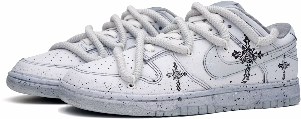【訂製球鞋】Nike Dunk Low 復古荊棘玫瑰 解構 高級灰浸染做舊 潑墨 簡約小眾 低幫 板鞋 男款 灰色 Lookbook 【訂製球鞋】Nike Dunk Low 復古荊棘玫瑰 解構 高級灰浸染做舊 潑墨 簡約小眾 低幫 板鞋 男款 灰色