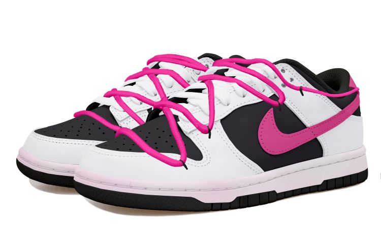 Shop [Sepatu Custom] Nike Dunk Low 'Reverse Panda Swoosh Magenta' DD1391-100(Team拾玖-反转玫紫钩男S-BOX)