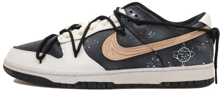 custom-shoes-nike-dunk-low-reversed-annual-ring-planet-distressed-speckle-deconstructed-black-blue-brown