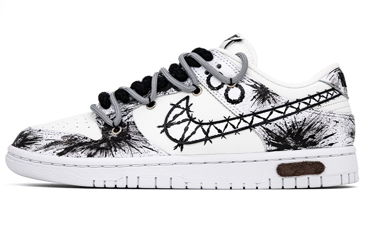 custom-shoes-nike-dunk-low-robot-battle-crying-smiling-faces-graffiti