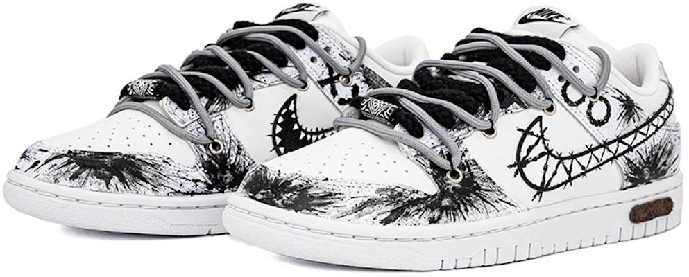 【自訂球鞋】Nike Dunk Low 機器人 戰鬥 哭臉 笑臉 潑墨 塗鴉 百搭 潮流 低筒 板鞋 GS 白黑 Lookbook 【自訂球鞋】Nike Dunk Low 機器人 戰鬥 哭臉 笑臉 潑墨 塗鴉 百搭 潮流 低筒 板鞋 GS 白黑