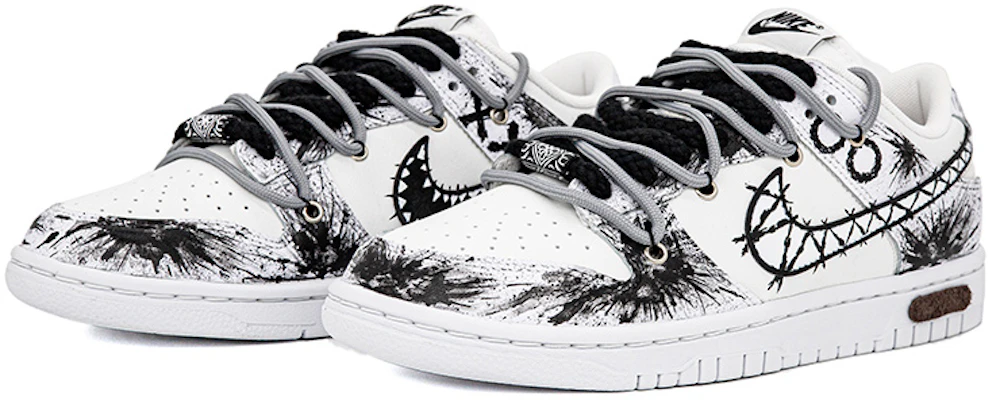 나이키 덩크 로우 '로봇 이모티콘 그래피티' (커스텀) DJ6188-101(Team肆-男款机器人涂鸦手绘) Lookbook 나이키 덩크 로우 '로봇 이모티콘 그래피티' (커스텀) DJ6188-101(Team肆-男款机器人涂鸦手绘)