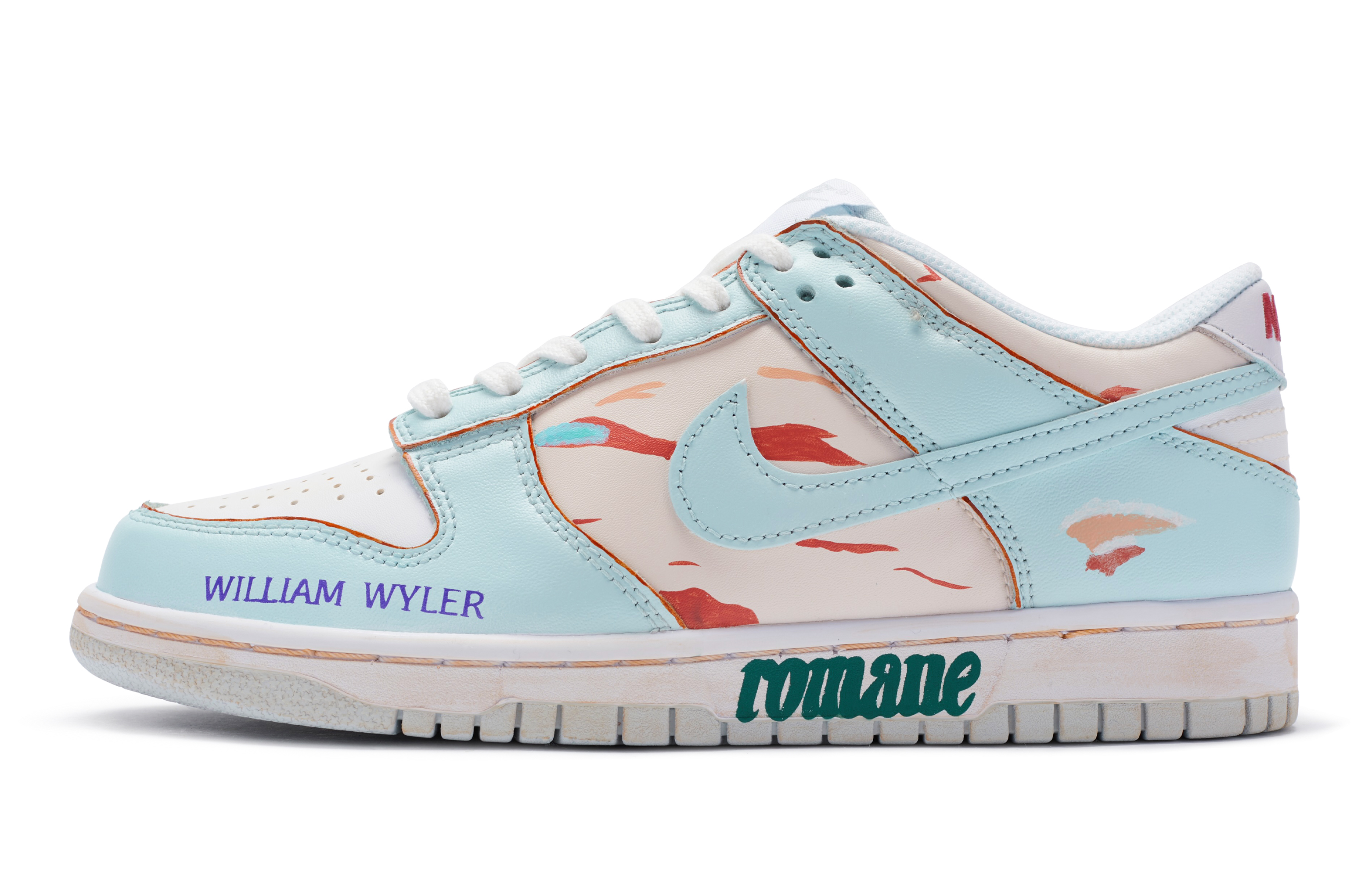 Buy カスタムシューズ：ナイキ ダンク ロー「ローマンホリデー ブルーイエローレッド」 DH9765-102(TeamR-女款罗马假日S-BOX)