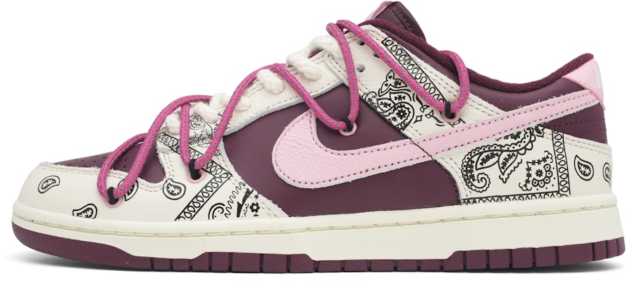 【訂製球鞋】Nike Dunk Low 浪漫腰果花之韻 復古解構 防滑耐磨 低筒 板鞋 男女同款 酒紅色 Buy 【訂製球鞋】Nike Dunk Low 浪漫腰果花之韻 復古解構 防滑耐磨 低筒 板鞋 男女同款 酒紅色