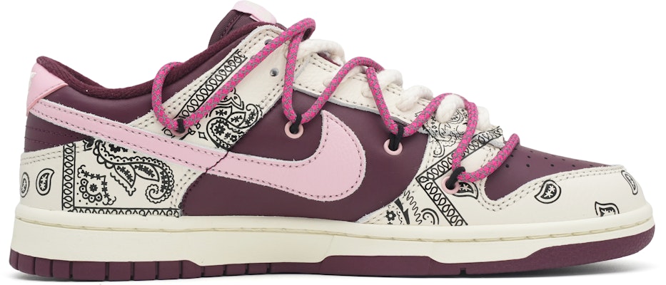 【訂製球鞋】Nike Dunk Low 浪漫腰果花之韻 復古解構 防滑耐磨 低筒 板鞋 男女同款 酒紅色 Order 【訂製球鞋】Nike Dunk Low 浪漫腰果花之韻 復古解構 防滑耐磨 低筒 板鞋 男女同款 酒紅色