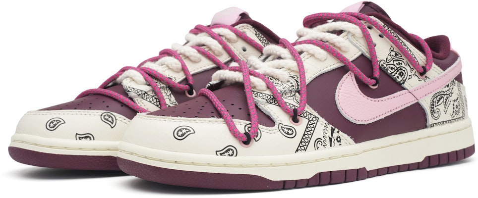 【訂製球鞋】Nike Dunk Low 浪漫腰果花之韻 復古解構 防滑耐磨 低筒 板鞋 男女同款 酒紅色 Lookbook 【訂製球鞋】Nike Dunk Low 浪漫腰果花之韻 復古解構 防滑耐磨 低筒 板鞋 男女同款 酒紅色
