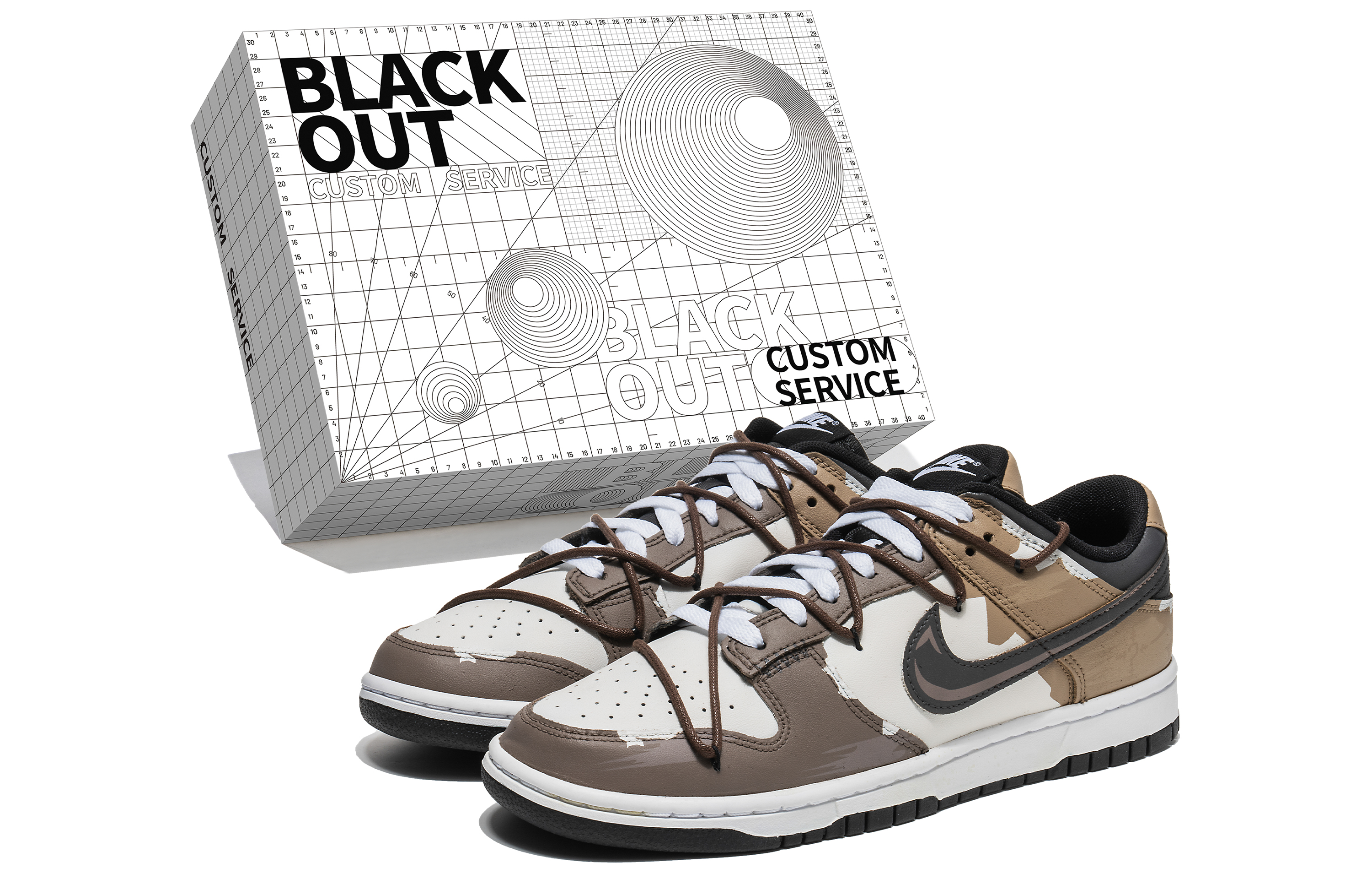 Buy 【訂製球鞋】Nike Dunk Low 美式復古穿搭 浪漫摩卡 雙勾 做舊 破壞 低筒 板鞋 男款 棕米