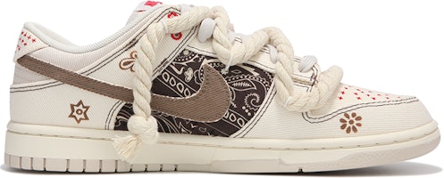 【定制球鞋】Nike Dunk Low 火心 麻繩腰果花 西海岸 解構綁帶 復古 低幫 板鞋 男款 米棕色 Order 【定制球鞋】Nike Dunk Low 火心 麻繩腰果花 西海岸 解構綁帶 復古 低幫 板鞋 男款 米棕色