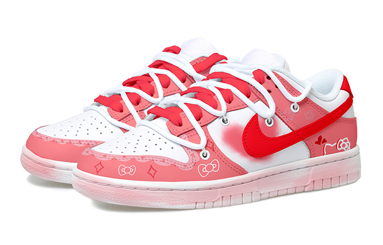 Lookbook 나이키 덩크 로우 '로즈 하트 리본 디컨' (커스텀) DH9765-100(Team拾玖-蝴蝶结猫女S-BOX)