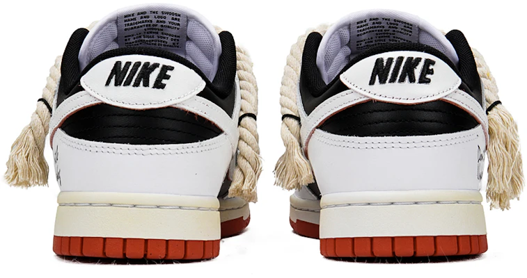【定制球鞋】 Nike Dunk Low 牛仔系列 薔薇荊棘 棉麻解構鞋帶 復古 低幫 板鞋 男女同款 黑白色 Details for 【定制球鞋】 Nike Dunk Low 牛仔系列 薔薇荊棘 棉麻解構鞋帶 復古 低幫 板鞋 男女同款 黑白色