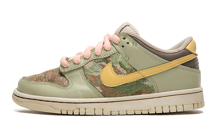 Buy 【定製球鞋】 Nike Dunk Low 野鶴製造 復古油畫風 油畫布 玫瑰棕 特殊定製款 耐磨 低幫 板鞋 GS 棕綠
