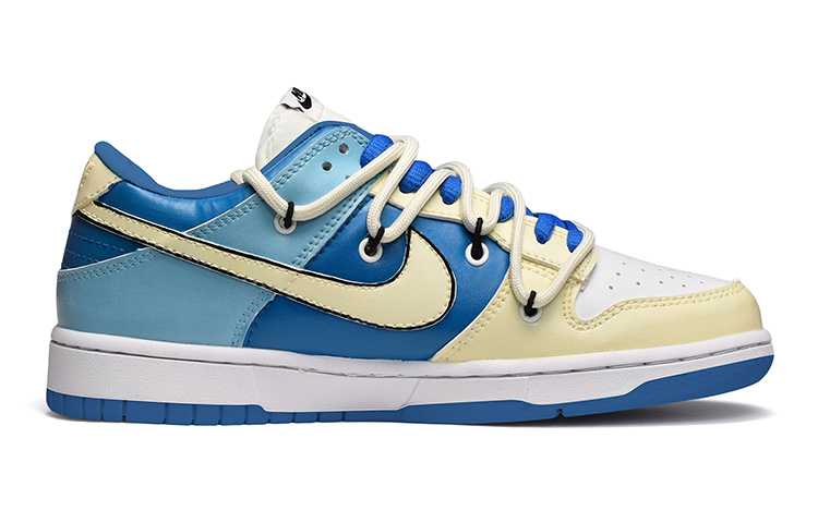 Order [Kasut Custom] Nike Dunk Low 'Royal Merah Deconstructed Biru Putih Kuning' CW1590-104(TeamE-女款字母皮贴蓝白黄)