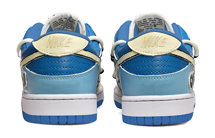 Shop [Kasut Custom] Nike Dunk Low 'Royal Merah Deconstructed Biru Putih Kuning' CW1590-104(TeamE-女款字母皮贴蓝白黄)