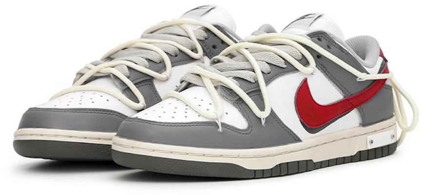【定制球鞋】 Nike Dunk Low Light Smoke Grey 廢墟玫瑰 低幫 板鞋 GS 灰白紅 Lookbook 【定制球鞋】 Nike Dunk Low Light Smoke Grey 廢墟玫瑰 低幫 板鞋 GS 灰白紅