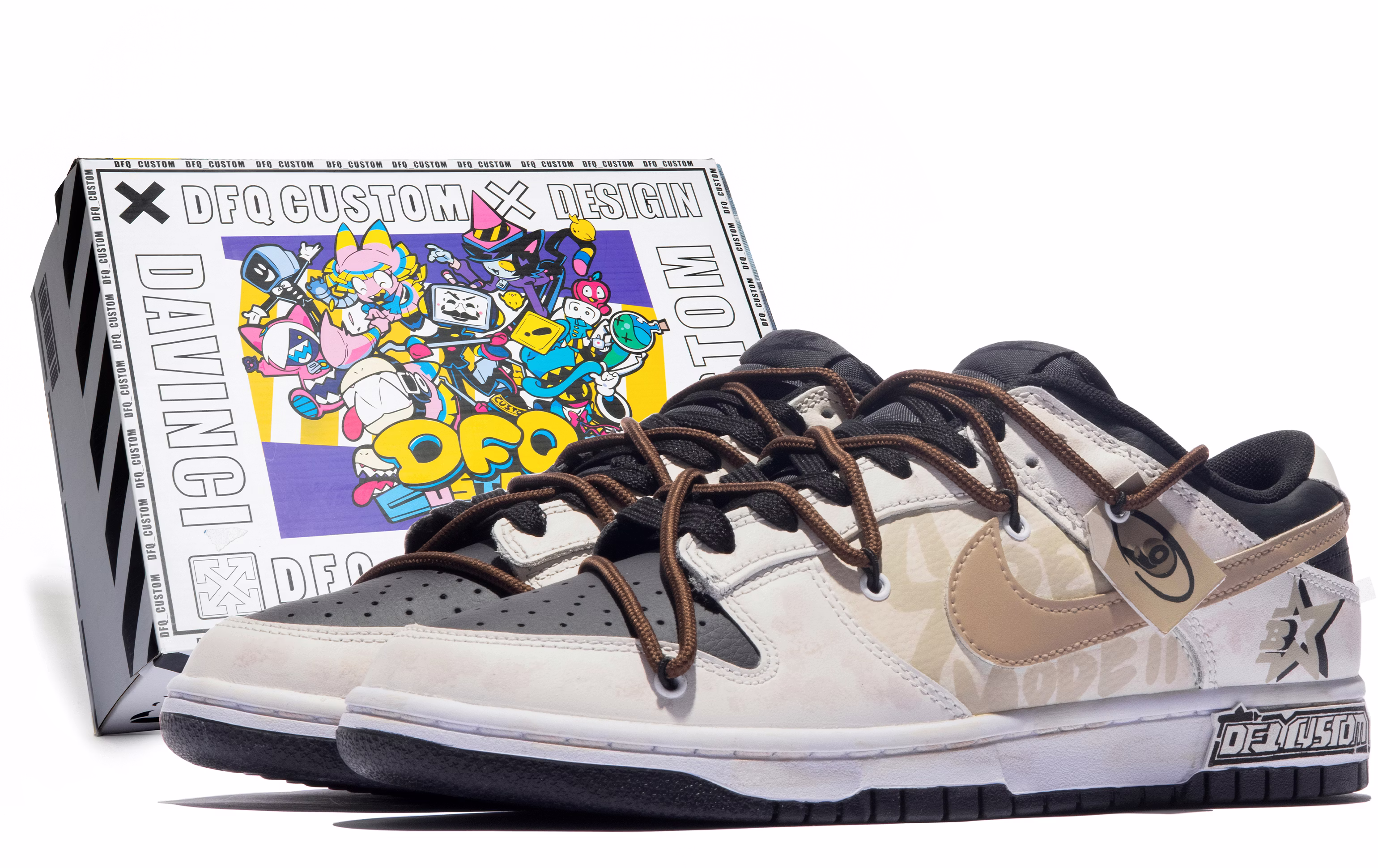 custom-shoes-nike-dunk-low-sail-black-brown-graffiti
