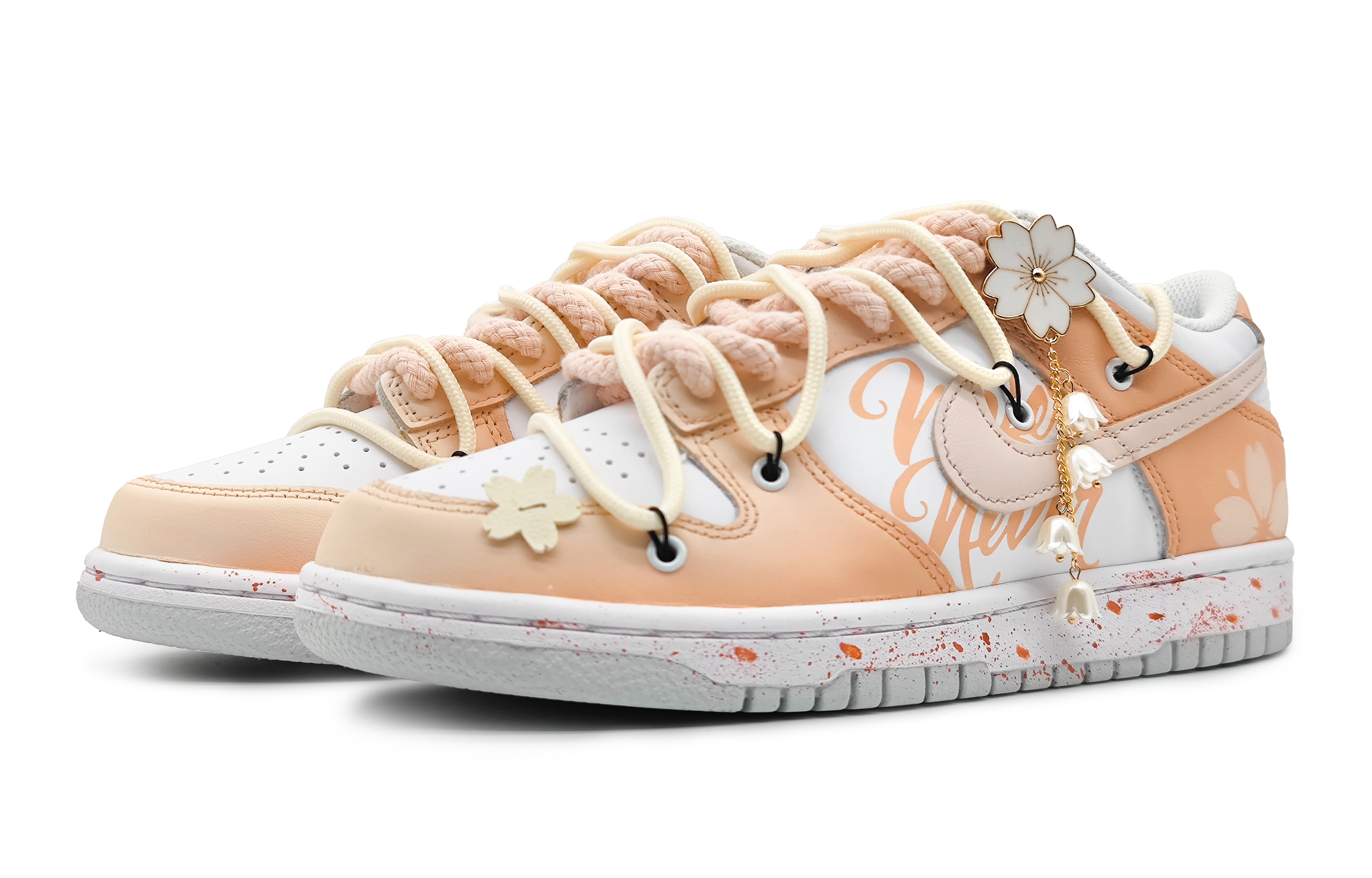 Lookbook 나이키 덩크 로우 '벚꽃 물결' (커스텀) DH9765-102(Team16-女款樱粉甘露橘粉解构)