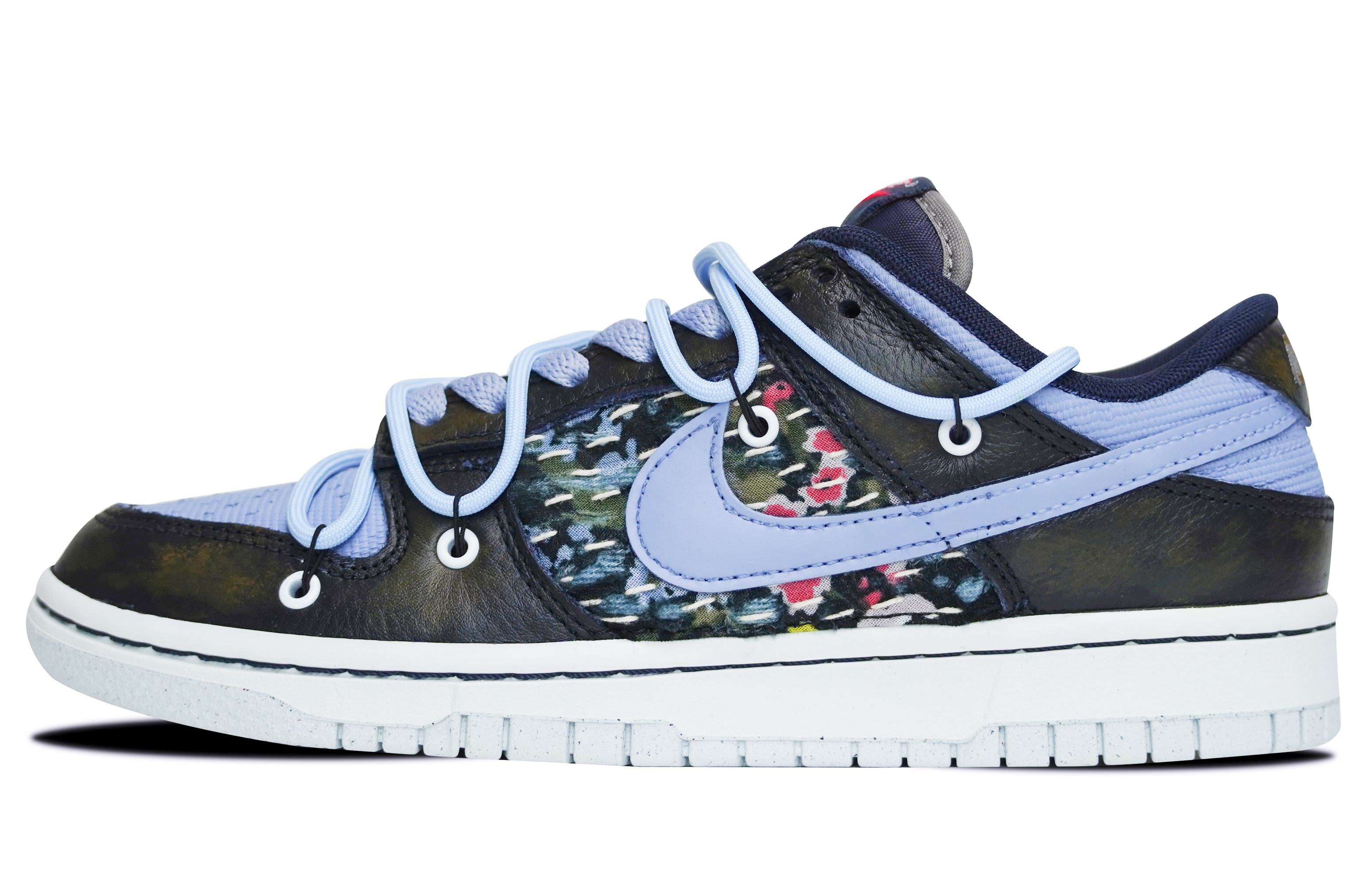 Buy 【定制球鞋】 Nike Dunk Low 刺子绣花 做舊 解構鞋帶 縫紉 經典休閒 低幫 板鞋 男款 霧霾藍黑