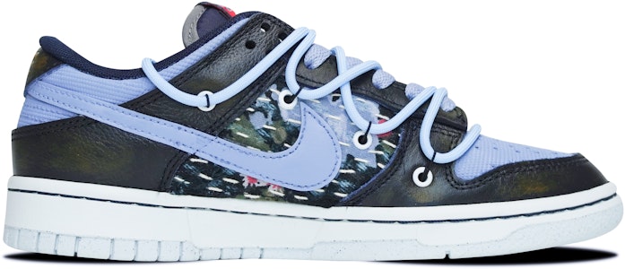 【定制球鞋】 Nike Dunk Low 刺子绣花 做舊 解構鞋帶 縫紉 經典休閒 低幫 板鞋 男款 霧霾藍黑 Order 【定制球鞋】 Nike Dunk Low 刺子绣花 做舊 解構鞋帶 縫紉 經典休閒 低幫 板鞋 男款 霧霾藍黑