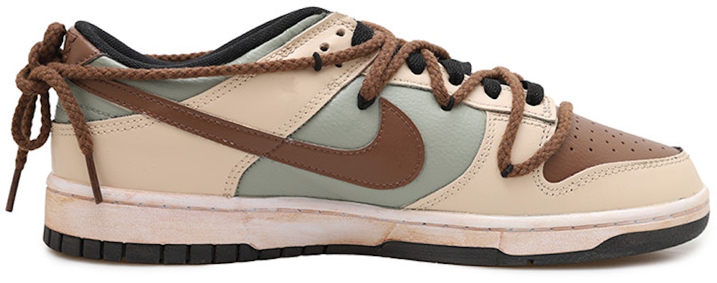 【訂製球鞋】 Nike Dunk Low 稻草人 鈕扣 貼布 麻繩 做舊 解構風 潮流復古 低筒 板鞋 GS 棕色灰色 Order 【訂製球鞋】 Nike Dunk Low 稻草人 鈕扣 貼布 麻繩 做舊 解構風 潮流復古 低筒 板鞋 GS 棕色灰色