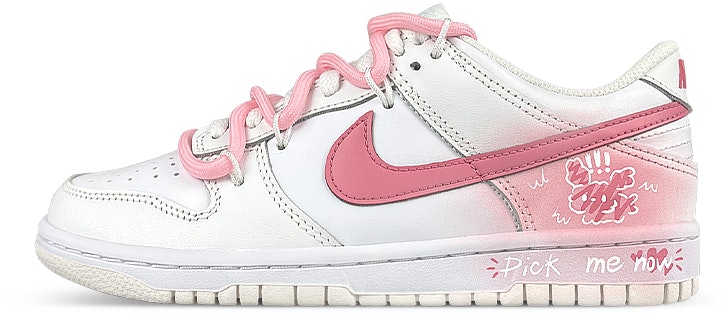 custom-shoes-nike-dunk-low-scary-dog-white-pink-ombre