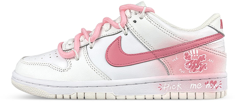 【訂製球鞋】Nike Dunk Low 解構雙鞋帶 驚嚇小狗 暈染漸變 低筒 板鞋 GS 白粉 Buy 【訂製球鞋】Nike Dunk Low 解構雙鞋帶 驚嚇小狗 暈染漸變 低筒 板鞋 GS 白粉