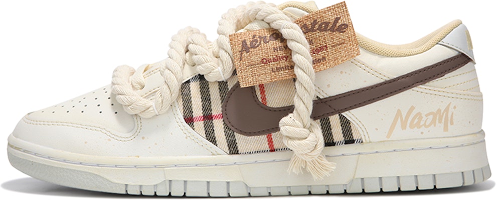 【自訂球鞋】Nike Dunk Low 熱浪 蘇格蘭風情 格子 復古做舊 解構綁帶 潑墨 低筒 板鞋 男款 奶茶色 Buy 【自訂球鞋】Nike Dunk Low 熱浪 蘇格蘭風情 格子 復古做舊 解構綁帶 潑墨 低筒 板鞋 男款 奶茶色