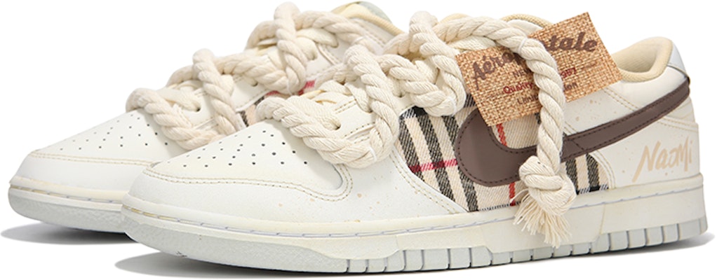 【自訂球鞋】Nike Dunk Low 熱浪 蘇格蘭風情 格子 復古做舊 解構綁帶 潑墨 低筒 板鞋 男款 奶茶色 Lookbook 【自訂球鞋】Nike Dunk Low 熱浪 蘇格蘭風情 格子 復古做舊 解構綁帶 潑墨 低筒 板鞋 男款 奶茶色