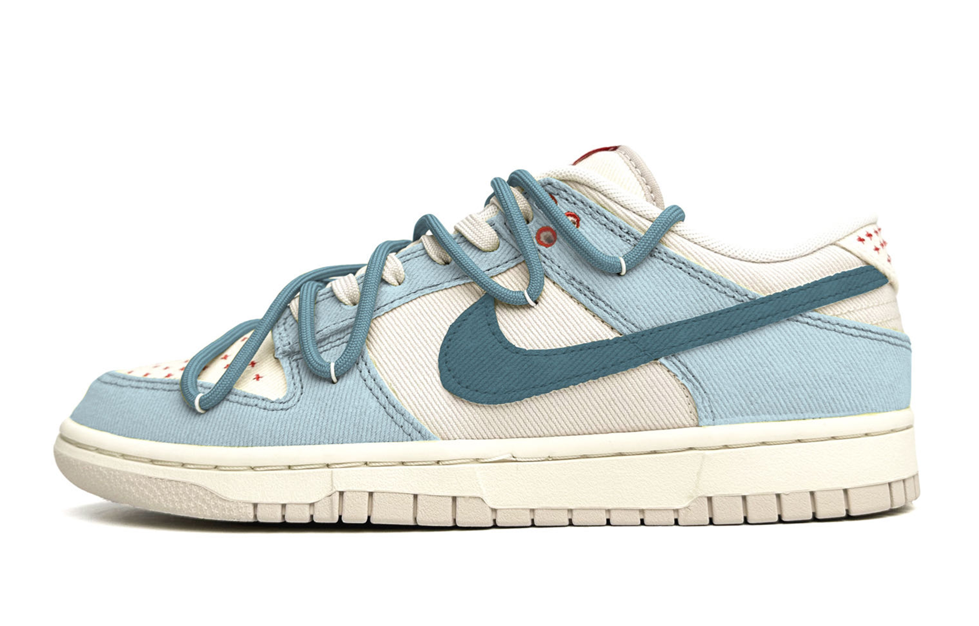 Buy 【訂製球鞋】Nike Dunk Low 海鹽奶蓋 清新 手繪 解構鞋帶 低筒 滑板鞋 男款 白藍