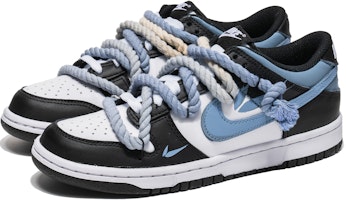 【客製化球鞋】Nike Dunk Low 海鹽熊貓 簡約百搭 漸變元素 解構雙鞋帶 低筒休閒板鞋 GS 白藍 Lookbook 【客製化球鞋】Nike Dunk Low 海鹽熊貓 簡約百搭 漸變元素 解構雙鞋帶 低筒休閒板鞋 GS 白藍