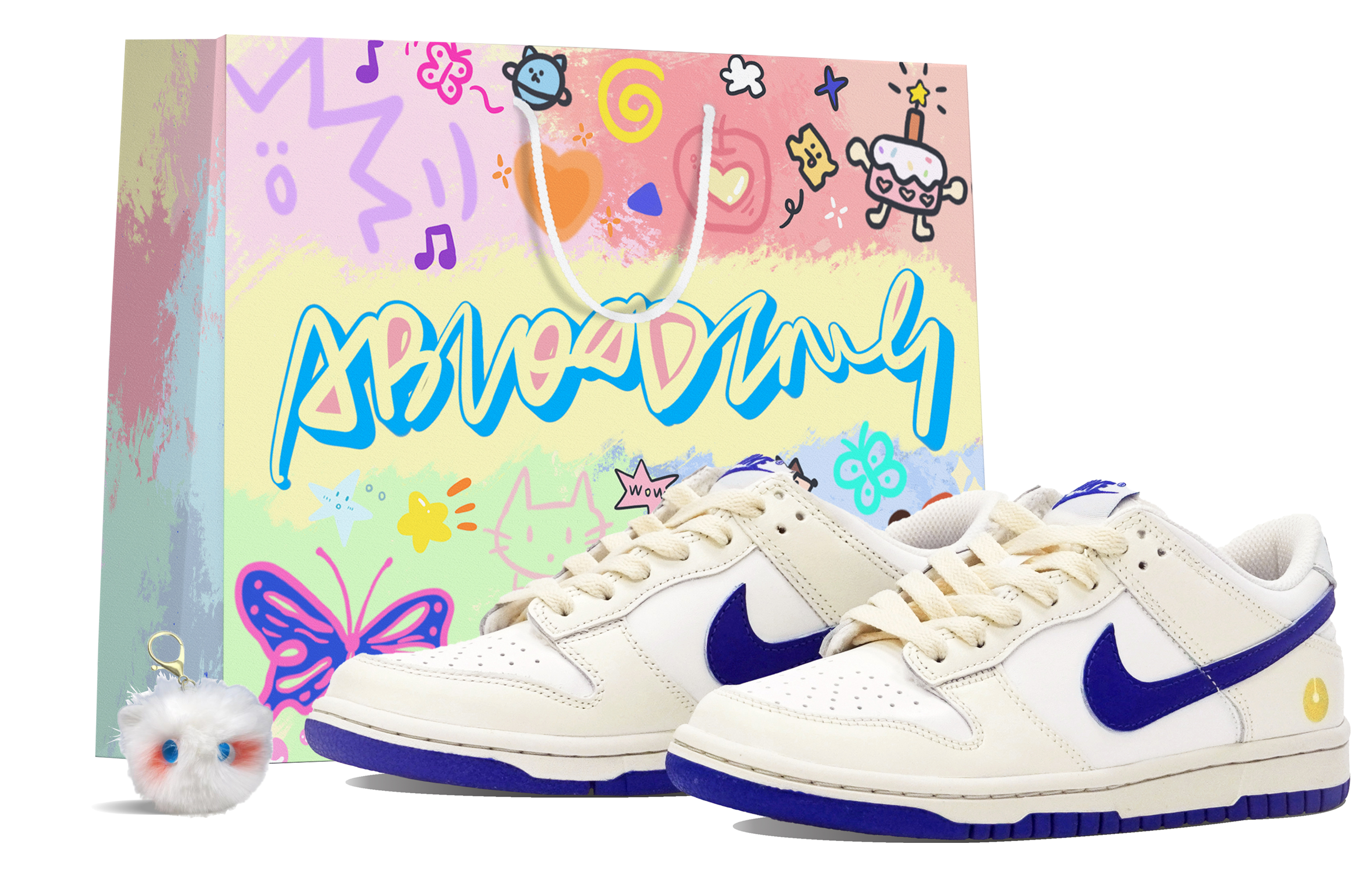 Buy 【客製化球鞋】Nike Dunk Low ABLOODING 小鈴鐺 深海貝殼 清新舒適 低筒 滑板鞋 GS 米白藍