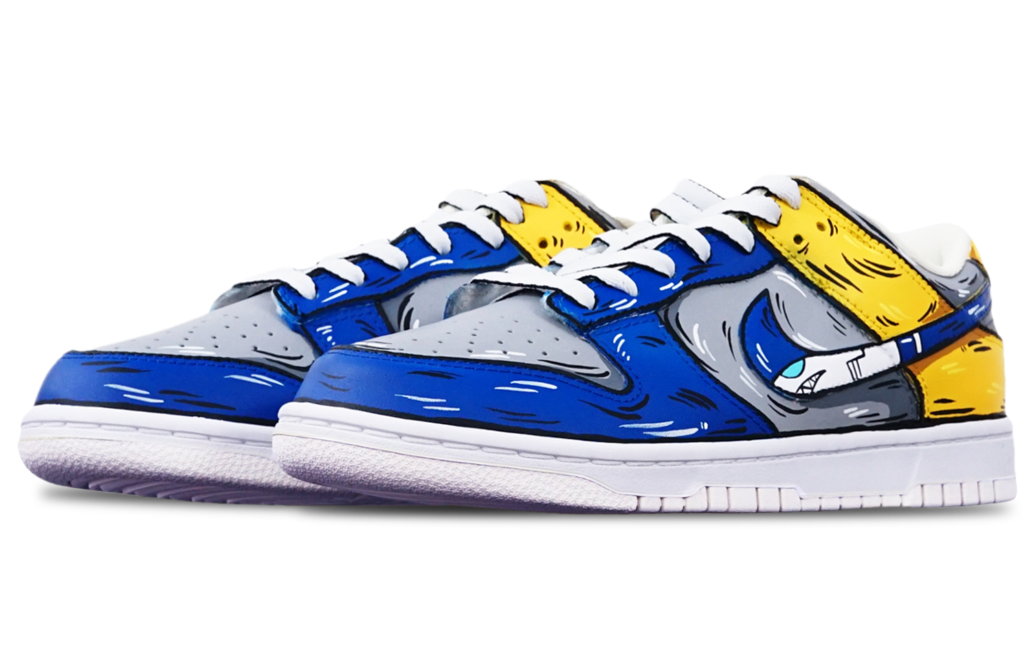 Lookbook 나이키 덩크 로우 '샤크 미사일 회청황' (커스텀) DH9765-100(TeamT-鲨鱼灰蓝黄女S-BOX)