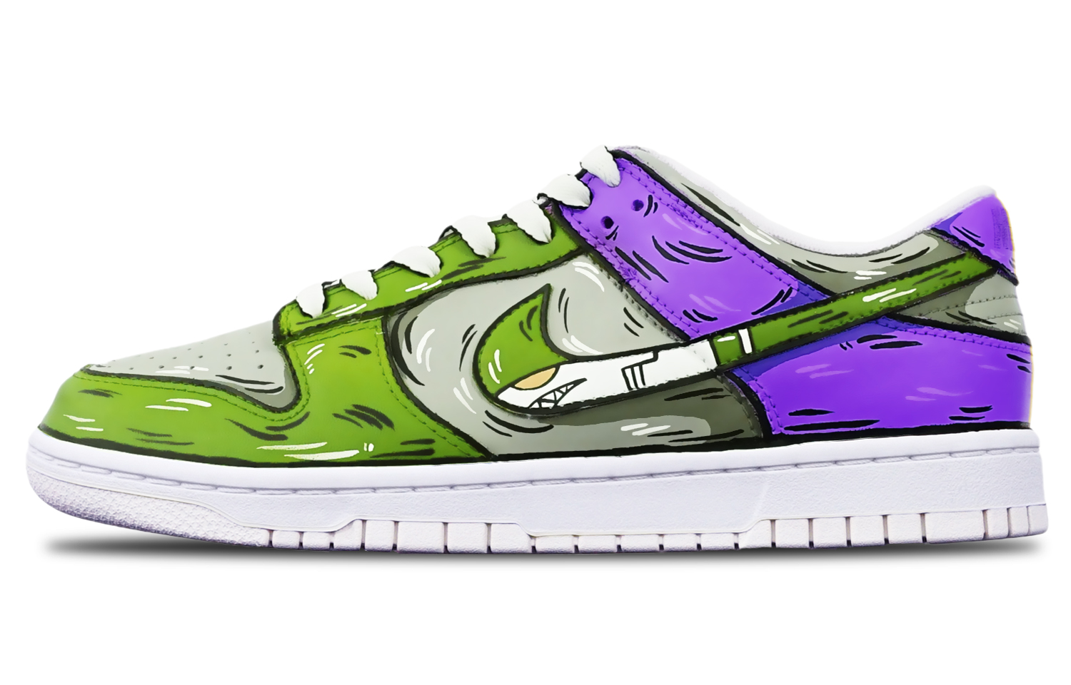Buy [Sepatu Custom] Nike Dunk Low 'Sketsa Peluru Hiu' DH9765-100(TeamT-鲨鱼灰绿紫女S-BOX)